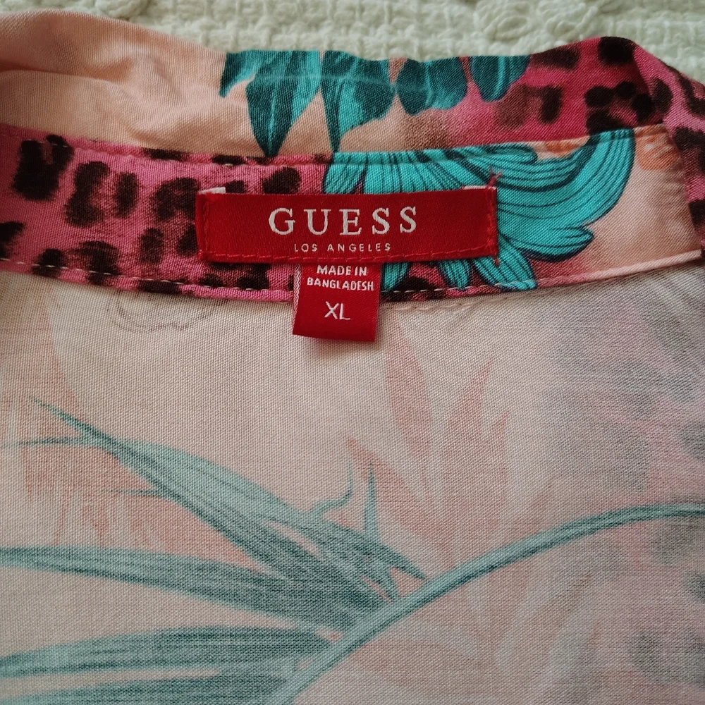 SOLD Pink and Blue Patterned Shirt Dress - Picture 9 of 12